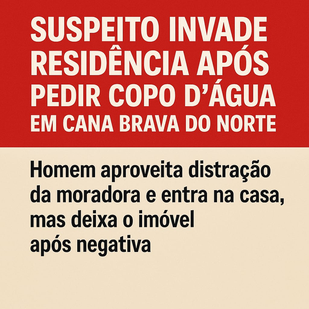 SUSPEITO INVADE RESIDÊNCIA APÓS PEDIR COPO D’ÁGUA EM CANABRAVA DO NORTE.